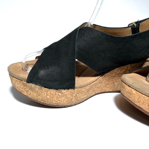 Clarks Annadel Eirwyn Black Suede Cork Wedge Platform Sandal - Picture 7 of 13